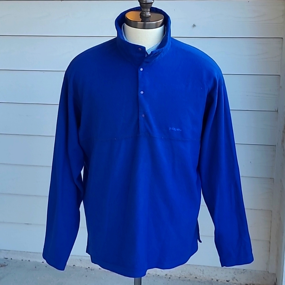 PATAGONIA Dark Blue Fleece Snap T Pullover USA Mens Jacket Sz Large VTG